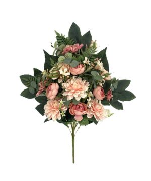 BOUQUET RENONCULES+MUMS SAUMON 12F H56 D45 de Décoration de la maison à Libourne dans K0301