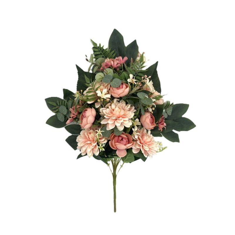 BOUQUET RENONCULES+MUMS SAUMON 12F H56 D45 de Décoration de la maison à Libourne dans K0301