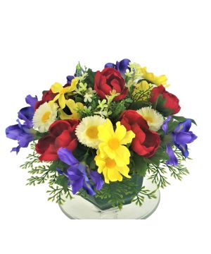 COUPE COQUEL+MARGUERIT+IRIS 18F 46CM ROUGE JAUNE de Décoration de la maison à Libourne dans K0301