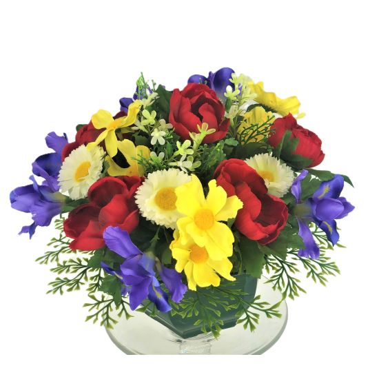 COUPE COQUEL+MARGUERIT+IRIS 18F 46CM ROUGE JAUNE de Décoration de la maison à Libourne dans K0301