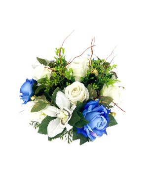 COUPE BOUTON ROSE+ROSE+ORCHIDEES 16F BLEU BLANC de Décoration de la maison à Libourne dans K0301