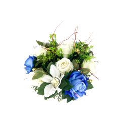 COUPE BOUTON ROSE+ROSE+ORCHIDEES 16F BLEU BLANC de Décoration de la maison à Libourne dans K0301