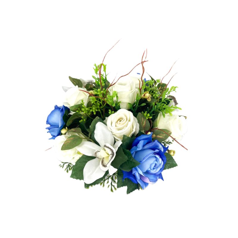 COUPE BOUTON ROSE+ROSE+ORCHIDEES 16F BLEU BLANC de Décoration de la maison à Libourne dans K0301