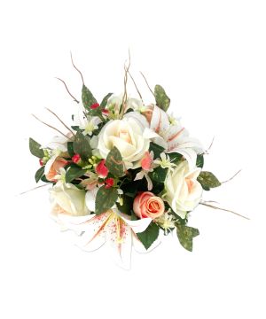 COUPE ROSE+LYS TIGER 18F CREME PECHE H25 D25 de Décoration de la maison à Libourne dans K0301