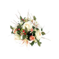 COUPE ROSE+LYS TIGER 18F CREME PECHE H25 D25 de Décoration de la maison à Libourne dans K0301
