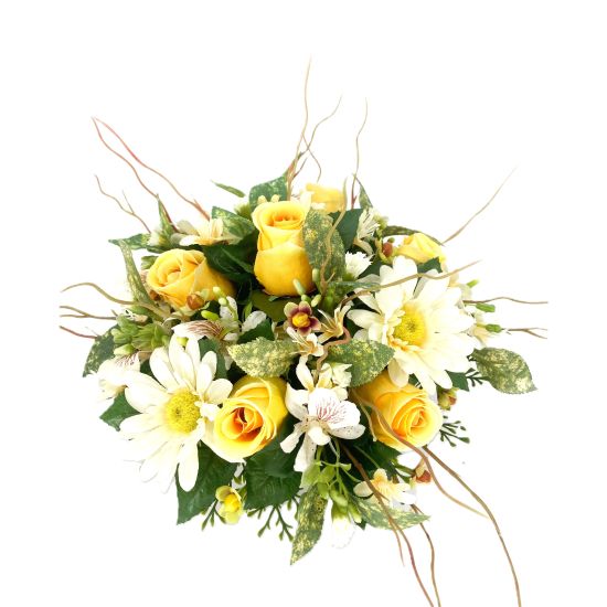 COUPE GERBERAS+BOUTONS ROSE 18F JAUNE CREME H20 de Décoration de la maison à Libourne dans K0301