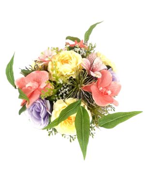 COUPE PIVOINE+ROSE+ORCHIDE+ALSTROMERIA 18F JAUNE de Décoration de la maison à Libourne dans K0301