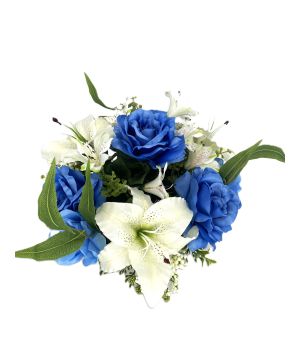 COUPE ROSES BLEU LYS+ALSTROMERIAS BLANCS de Décoration de la maison à Libourne dans K0301