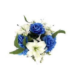 COUPE ROSES BLEU LYS+ALSTROMERIAS BLANCS de Décoration de la maison à Libourne dans K0301