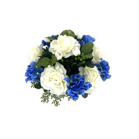 COUPE ROSES BLANCHES+HORTENSIAS BLEU de Décoration de la maison à Libourne dans K0301