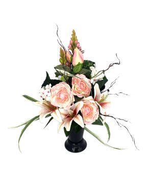 VASE CAMELIA+BOUT.ROSE+LYS+DELPHINIUM ROSE CREME de Décoration de la maison à Libourne dans K0301