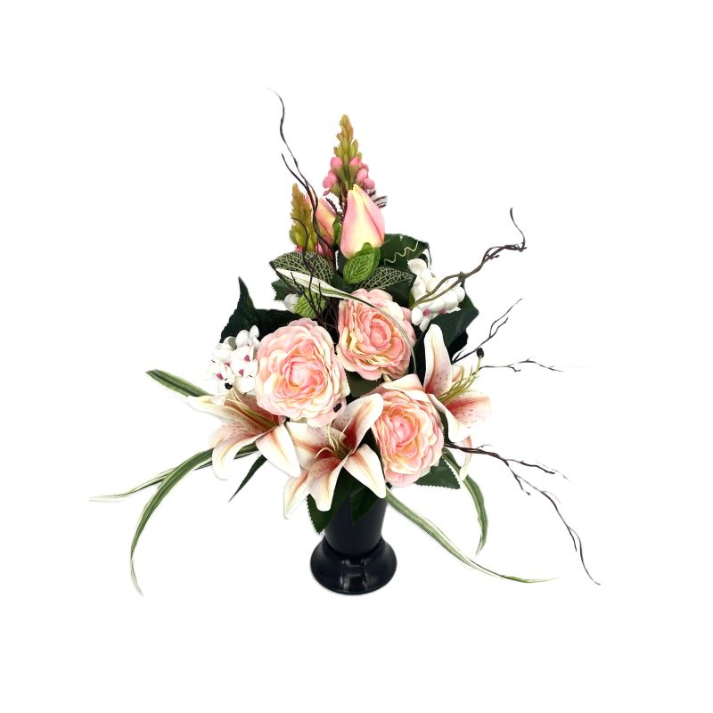 VASE CAMELIA+BOUT.ROSE+LYS+DELPHINIUM ROSE CREME de Décoration de la maison à Libourne dans K0301