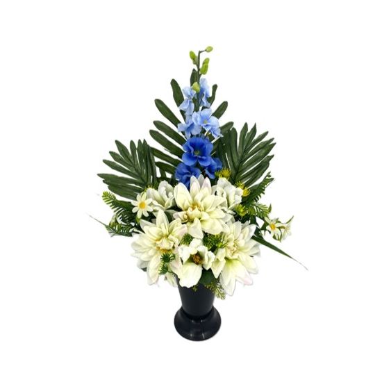 VASE DELPHINIUM DAHLIAS+ROSES BLEU BLANC de Décoration de la maison à Libourne dans K0301