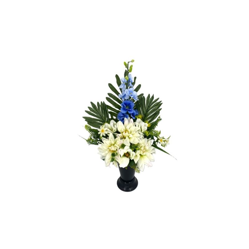 VASE DELPHINIUM DAHLIAS+ROSES BLEU BLANC de Décoration de la maison à Libourne dans K0301
