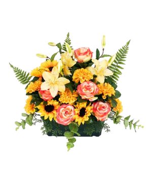 JARDINIERE ROSE+TOURNESOL+ZINNIA 48F 60CM JAUNE de Décoration de la maison à Libourne dans K0301
