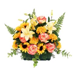 JARDINIERE ROSE+TOURNESOL+ZINNIA 48F 60CM JAUNE de Décoration de la maison à Libourne dans K0301