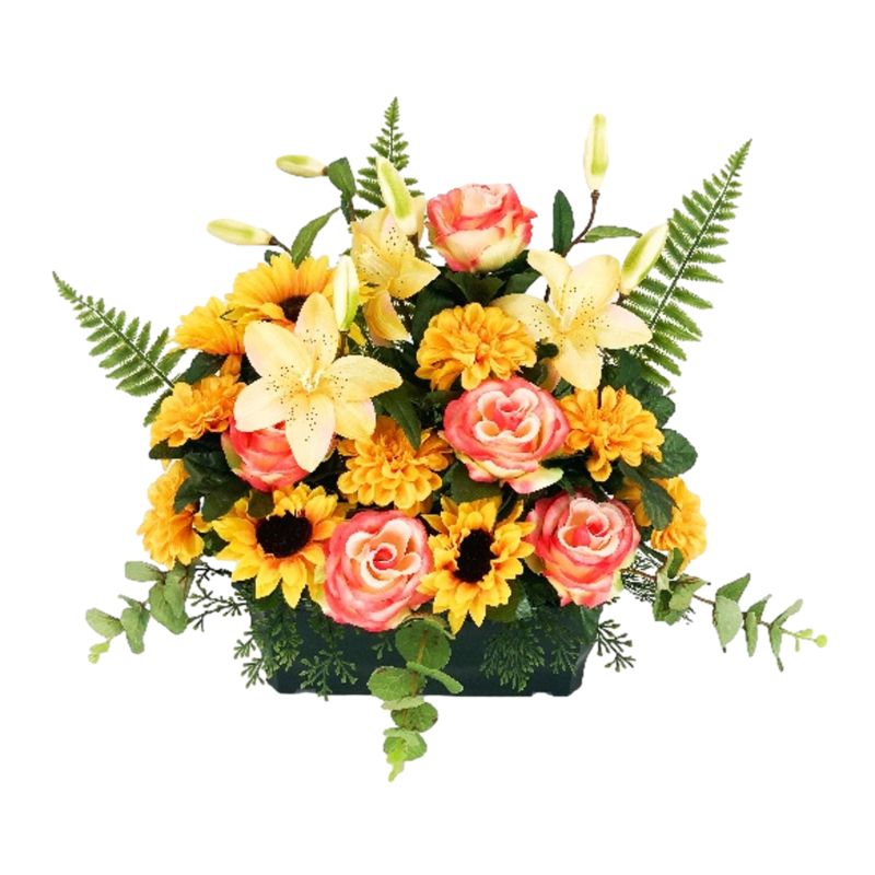 JARDINIERE ROSE+TOURNESOL+ZINNIA 48F 60CM JAUNE de Décoration de la maison à Libourne dans K0301