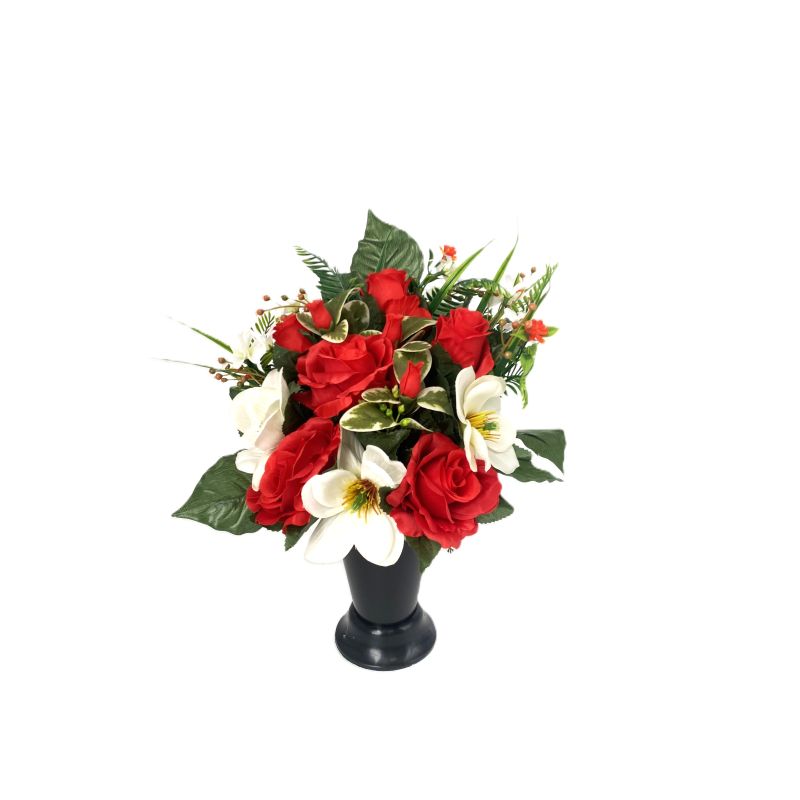 VASE BOUTON ROSE+ROSE ROUGE+MAGNOLIA BLANC de Décoration de la maison à Libourne dans K0301
