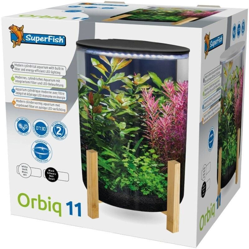 Aquarium cylindrique SuperFish OrbiQ 11 L sur base en bambou – noir de Superfish - Aquadistri - accessoires pour aquarium et ...