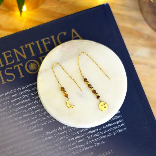 Boucles d'oreilles Confiance en soi Lune doree de Herboristerie et Esotérisme à Libourne dans D040