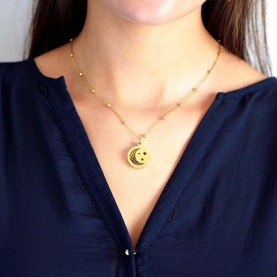 Collier Femme Confiance en soi Lune doree de Herboristerie et Esotérisme à Libourne dans D040