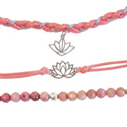 Trio de Bracelets Femme Amour de soi Lotus argente de Herboristerie et Esotérisme à Libourne dans D040