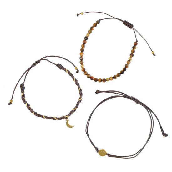 Trio de Bracelets Femme Confiance en soi Lune doree de Herboristerie et Esotérisme à Libourne dans D040