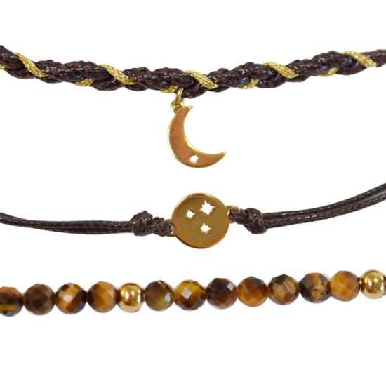 Trio de Bracelets Femme Confiance en soi Lune doree de Herboristerie et Esotérisme à Libourne dans D040