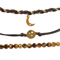 Trio de Bracelets Femme Confiance en soi Lune doree de Herboristerie et Esotérisme à Libourne dans D040