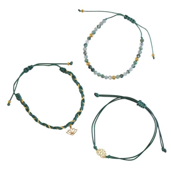 Trio de Bracelets Femme Equilibre Lotus dore de Herboristerie et Esotérisme à Libourne dans D040