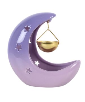 Brûle-parfum suspendu en forme de croissant de lune violet pastel de Herboristerie et Esotérisme à Libourne dans S162