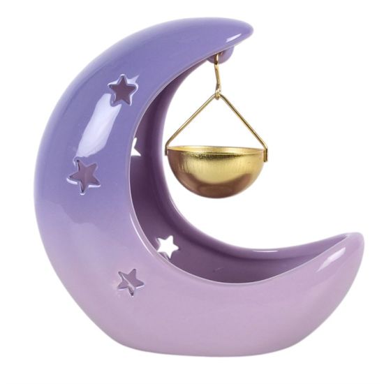 Brûle-parfum suspendu en forme de croissant de lune violet pastel de Herboristerie et Esotérisme à Libourne dans S162