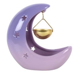 Brûle-parfum suspendu en forme de croissant de lune violet pastel de Herboristerie et Esotérisme à Libourne dans S162