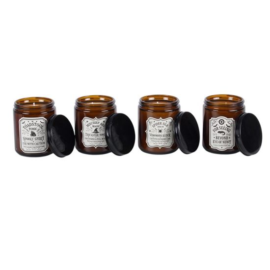 Lot de 4 bougies en pots ambrés d'apothicaire de sorcière de Herboristerie et Esotérisme à Libourne dans S162