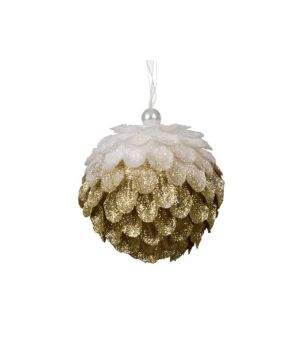 BOULE MOUSSE FEUILLES OR D8CM de Déco de Noël - Jardinerie Bordeaux et Libourne dans K004