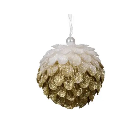 BOULE MOUSSE FEUILLES OR D8CM de Déco de Noël - Jardinerie Bordeaux et Libourne dans K004