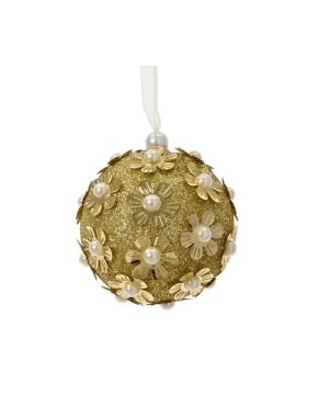 BOULE MOUSSE PAILLETTES+PERLES OR D8CM de Déco de Noël - Jardinerie Bordeaux et Libourne dans K004