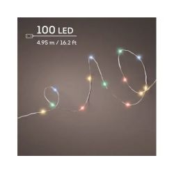 GUIRLANDE 100L ARGENT/MULTI 4.95M de Déco de Noël - Jardinerie Bordeaux et Libourne dans K004