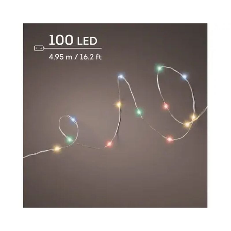 GUIRLANDE 100L ARGENT/MULTI 4.95M de Déco de Noël - Jardinerie Bordeaux et Libourne dans K004