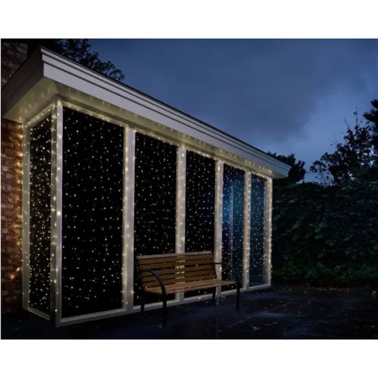 RIDEAU LUMINEUX 120L ARGENT/BLANC CHAUD 1.9X2M de Déco de Noël - Jardinerie Bordeaux et Libourne dans K004