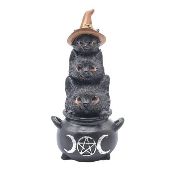 Chat Wicca Résine 7,5 x 6,8 x 14,8 cm de Herboristerie et Esotérisme à Libourne dans E111