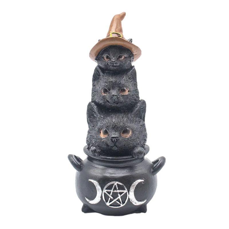 Chat Wicca Résine 7,5 x 6,8 x 14,8 cm de Herboristerie et Esotérisme à Libourne dans E111