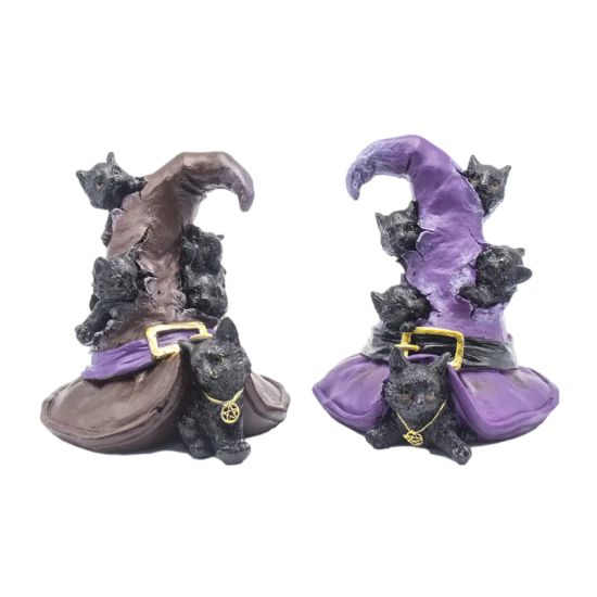 Chats en résine Wicca 14 x 12,2 x 13 cm de Herboristerie et Esotérisme à Libourne dans E111