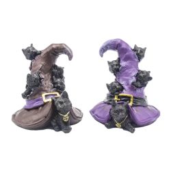 Chats en résine Wicca 14 x 12,2 x 13 cm de Herboristerie et Esotérisme à Libourne dans E111