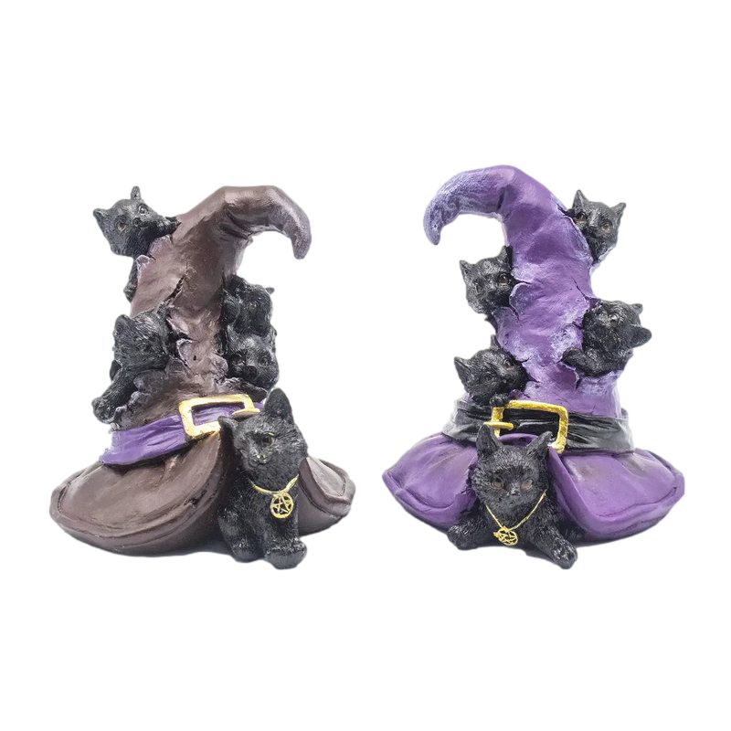 Chats en résine Wicca 14 x 12,2 x 13 cm de Herboristerie et Esotérisme à Libourne dans E111