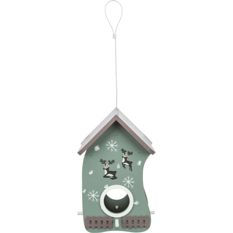 Mangeoire Xmas a suspendre, peinte, bois, 18 x 28 x 17 cm, petrole de Trixie - Produit pour animaux dans T050