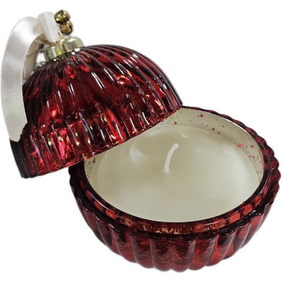 BOUGIE VERRE VERT ROUGE OR 3ASS H12.5 D11CM