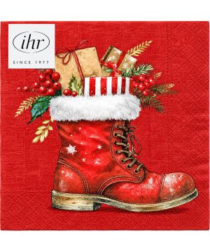SERVIETTE LUNCH BOTTE NOEL ROUGE de Déco de Noël - Jardinerie Bordeaux et Libourne dans M067