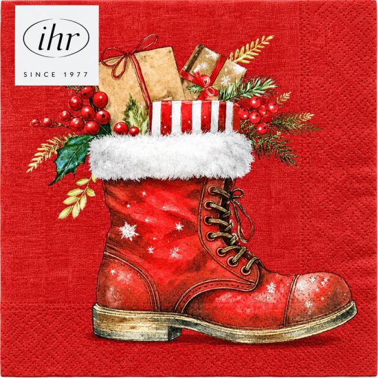 SERVIETTE LUNCH BOTTE NOEL ROUGE de Déco de Noël - Jardinerie Bordeaux et Libourne dans M067