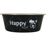 ECUELLE INOX HAPPY NOI 21CM de Zolux - Produit pour animaux dans Gamelles et distributeurs pour chiens